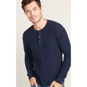 Old Navy Chunky Thermal Knit Henley top Navy Size S